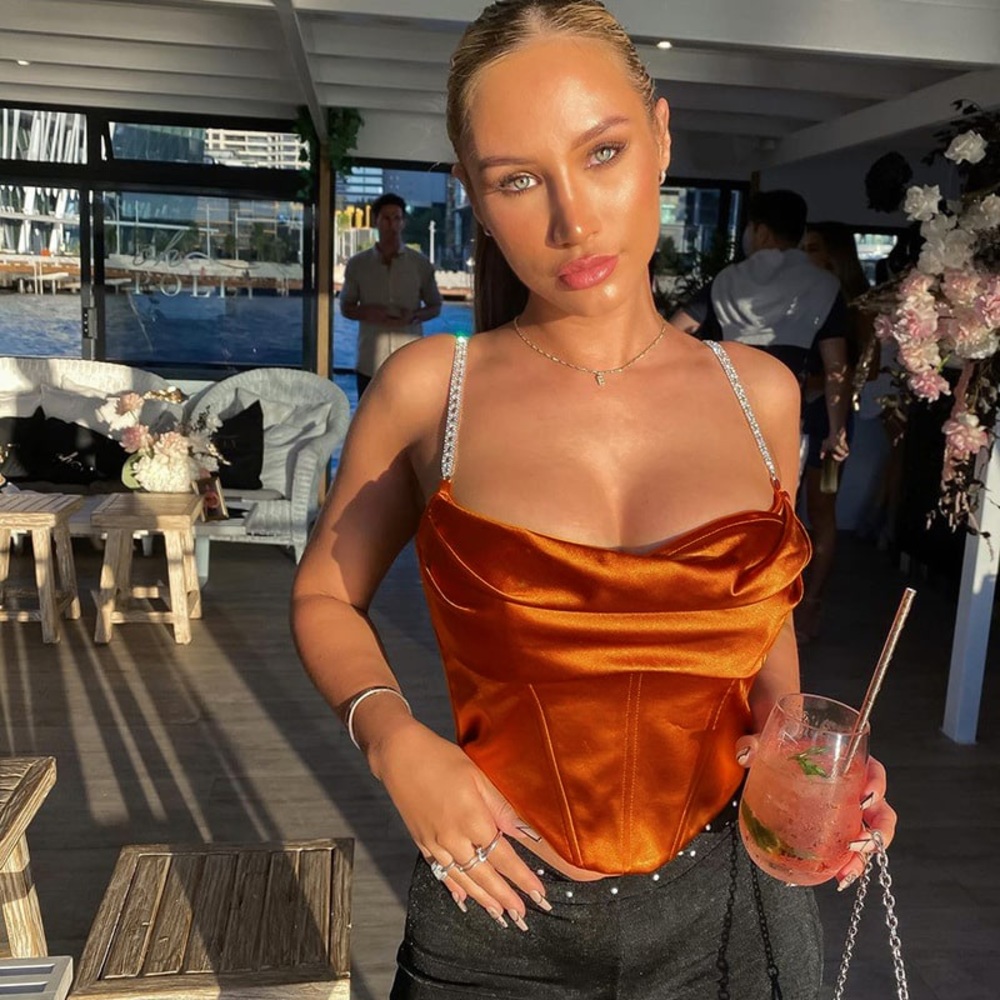 Stretch Satin Corset Top - Picture 4 of 8